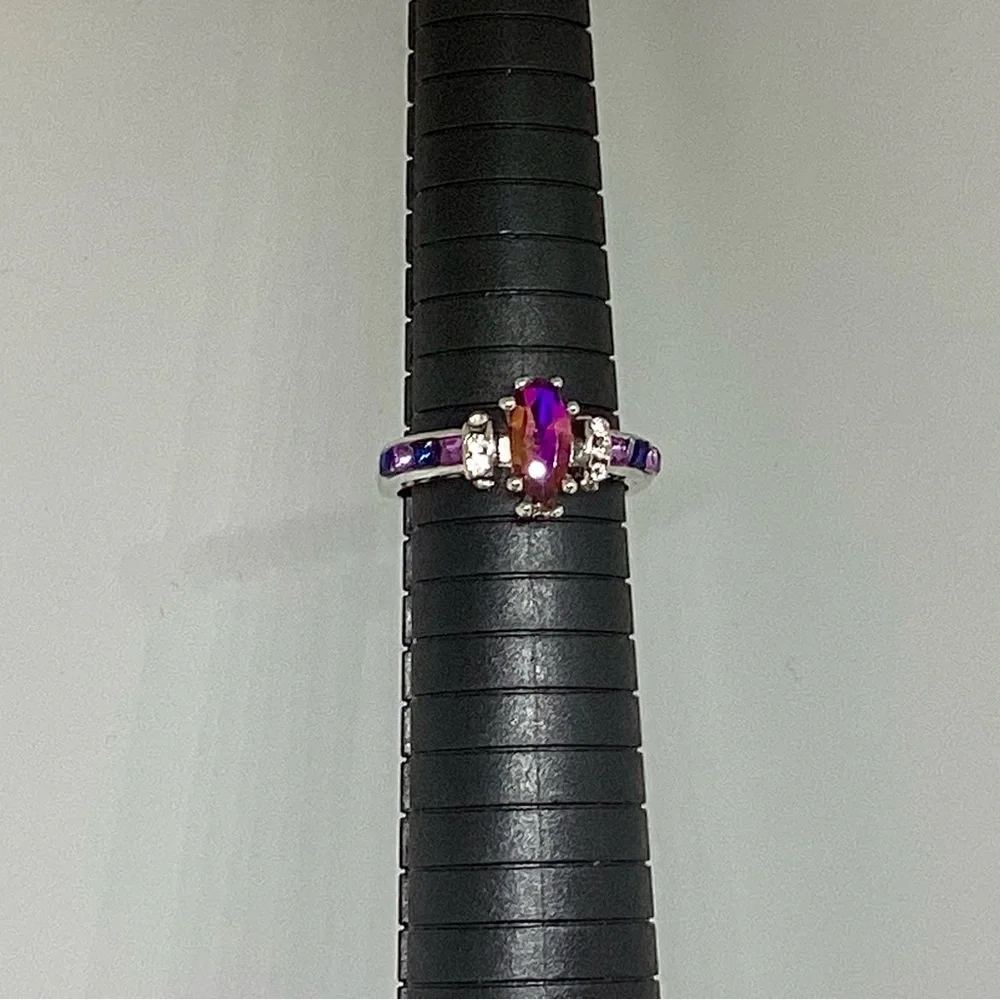 Gorgeous Purple Amethyst Silver Diamond Ring Artificial